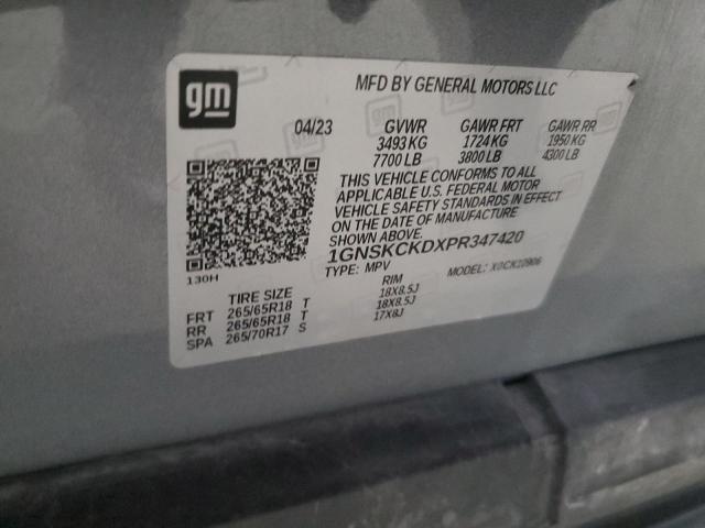 1GNSKCKDXPR347420 - 2023 CHEVROLET SUBURBAN K1500 LT GRAY photo 13