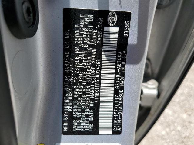 4T1BK1EB5DU034366 - 2013 TOYOTA AVALON BASE 银色 照片 12
