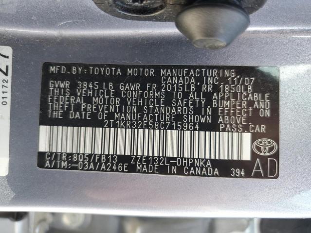 2T1KR32E58C715964 - 2008 TOYOTA MATRIX XR Blau Foto 13