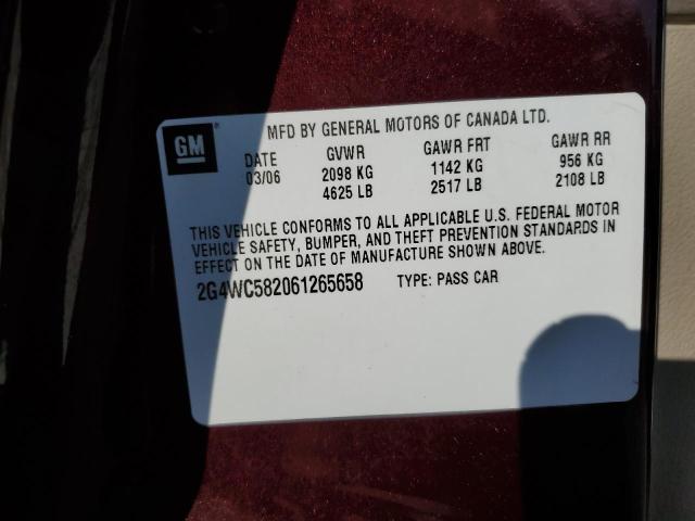 2G4WC582061265658 - 2006 BUICK LACROSSE CX MAROON photo 12