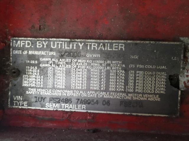 1UYFS24867A995406 - 2007 UTILITY TL TWO TONE photo 10