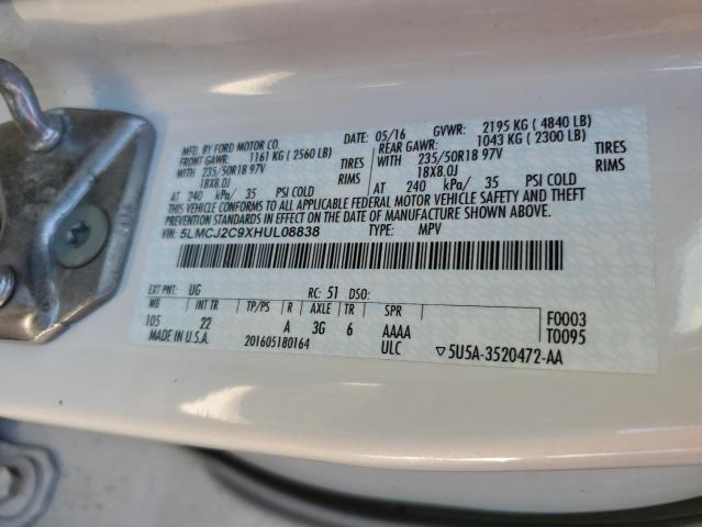 5LMCJ2C9XHUL08838 - 2017 LINCOLN MKC SELECT أبيض صورة 14