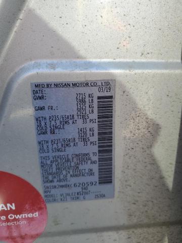 5N1DR2MM8KC620592 - 2019 NISS PATHFINDER S 银色 照片 13