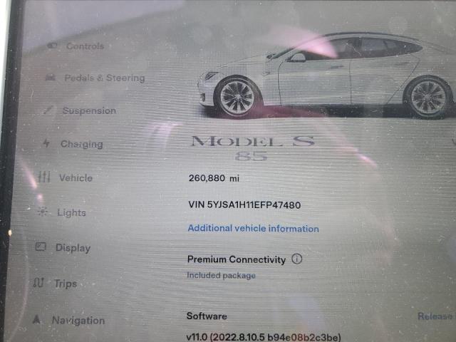 5YJSA1H11EFP47480 - 2014 TESLA MODEL S Weiß Foto 9