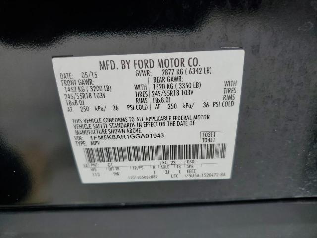 1FM5K8AR1GGA01943 - 2016 FORD EXPLORER POLICE INTERCEPTOR BLACK photo 12