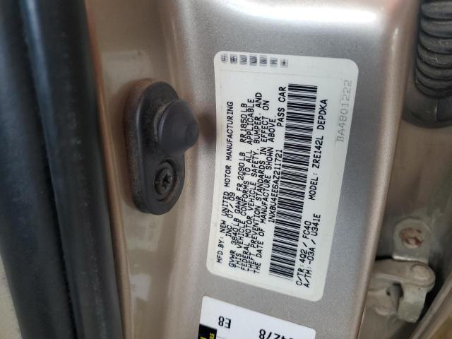 1NXBU4EE6AZ211721 - 2010 TOYOTA COROLLA BASE თაფლისფერი ფოტო 12