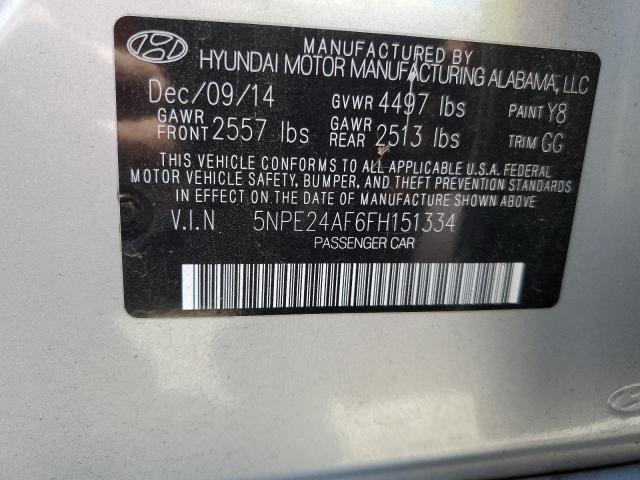 5NPE24AF6FH151334 - 2015 HYUNDAI SONATA SE GRAY photo 12