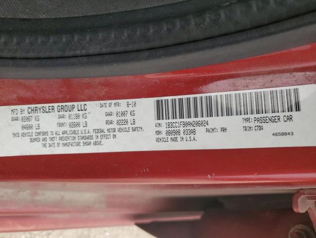 1B3CC1FB0AN206024 - 2010 DODGE AVENGER EXPRESS 勃艮第红 照片 13
