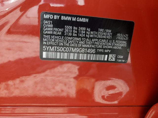 5YMTS0C07M9G81496 - 2021 BMW X3 M COMPETITION ORANGE photo 13