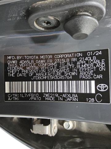 JTDBCMFE5R3045764 - 2024 TOYOTA COROLLA LE CHARCOAL photo 12