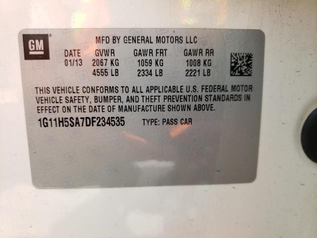 1G11H5SA7DF234535 - 2013 CHEVROLET MALIBU LTZ თეთრი ფოტო 12