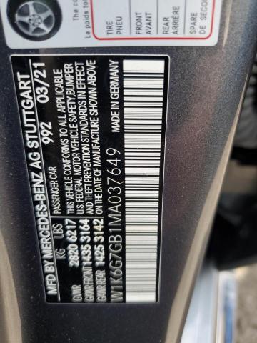 W1K6G7GB1MA037649 - 2021 MERCEDES-BENZ S 580 4MATIC GRAY photo 12