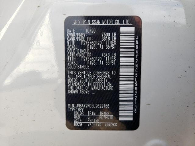 JN8AY2NC5L9622156 - 2020 NISSAN ARMADA SV WHITE photo 13