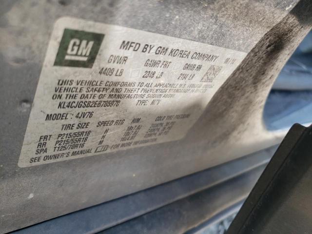 KL4CJGSB2EB785970 - 2014 BUICK ENCORE ნაცრისფერი ფოტო 12