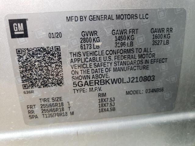 5GAERBKW0LJ210803 - 2020 BUICK ENCLAVE ESSENCE ვერცხლისფერი ფოტო 13