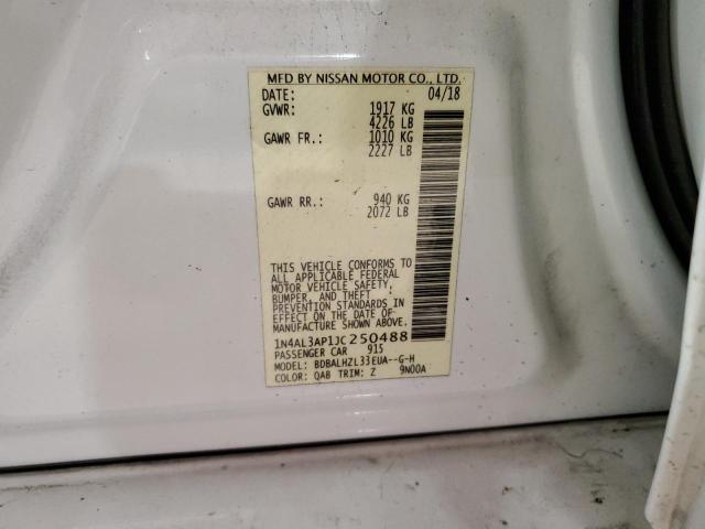 1N4AL3AP1JC250488 - 2018 NISSAN ALTIMA 2.5 Beyaz fotoğraf 12