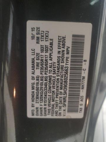 5FNRL5H39GB025663 - 2016 HONDA ODYSSEY SE GRAY photo 14