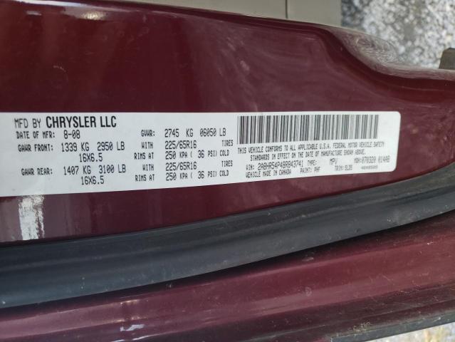2A8HR54P48R843741 - 2008 CHRYSLER TOWN & COU TOURING BURGUNDY photo 13