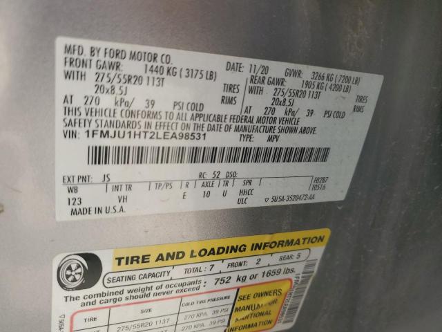 1FMJU1HT2LEA98531 - 2020 FORD EXPEDITION XLT Gümüş foto 13