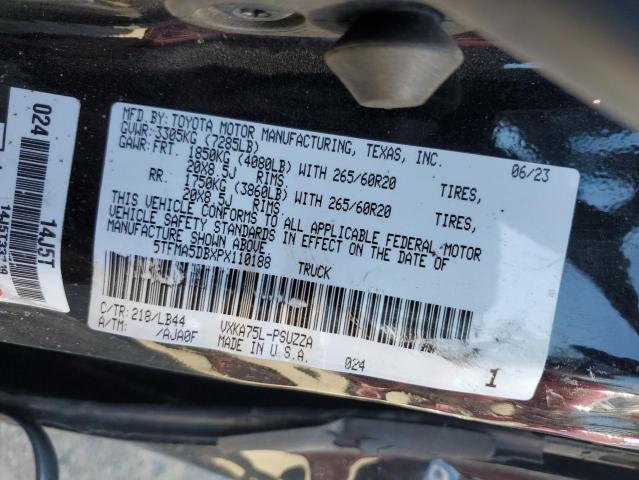 5TFMA5DBXPX110188 - 2023 TOYOTA TUNDRA CREWMAX PLATINUM შავი ფოტო 12