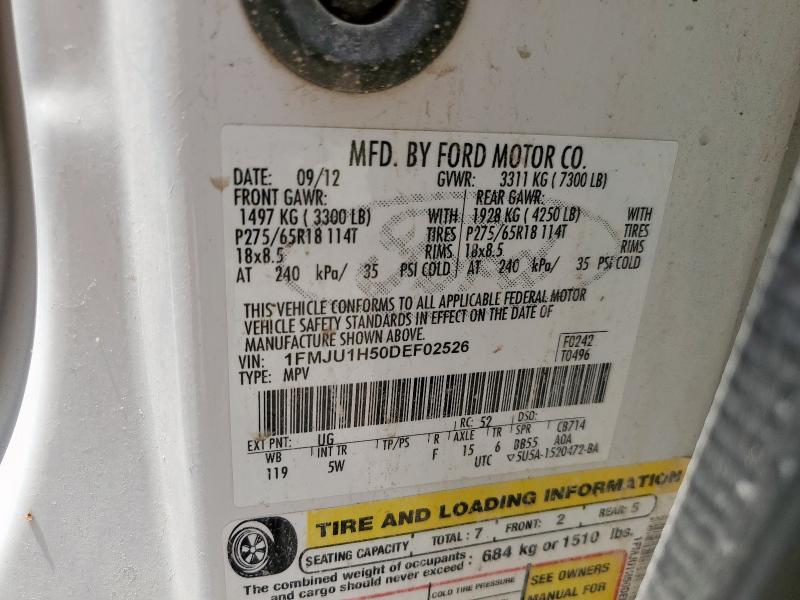 1FMJU1H50DEF02526 - 2013 FORD EXPEDITION XLT WHITE photo 13