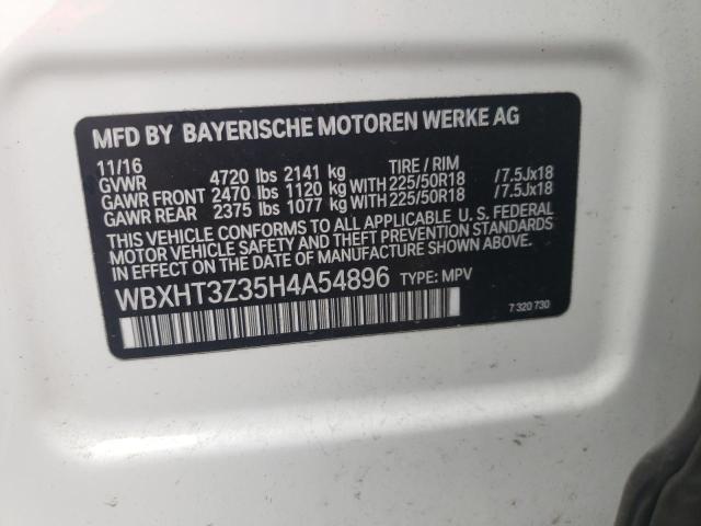 WBXHT3Z35H4A54896 - 2017 BMW X1 XDRIVE28I WHITE photo 10