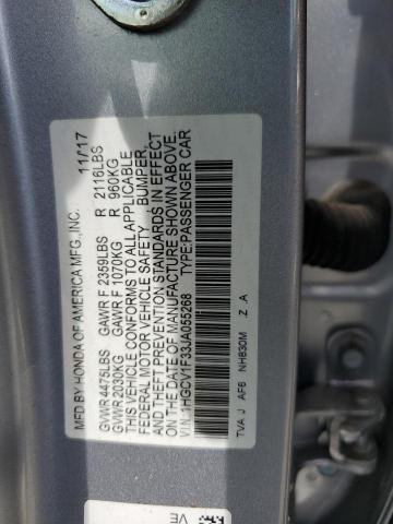 1HGCV1F33JA055268 - 2018 HONDA ACCORD SPORT Сріблястий фото 12