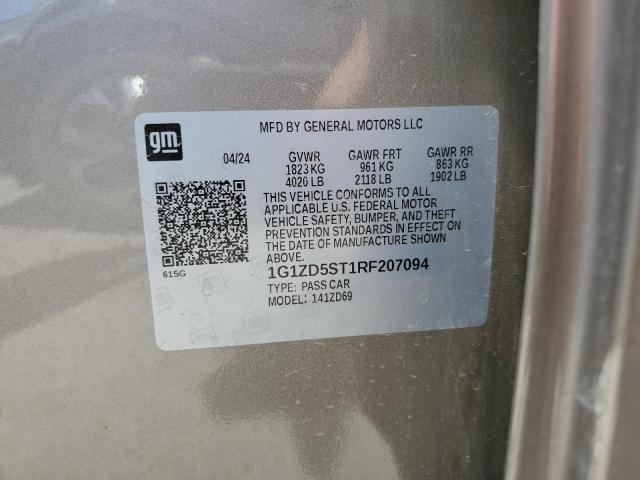 1G1ZD5ST1RF207094 - 2024 CHEVROLET MALIBU LT TAN photo 12