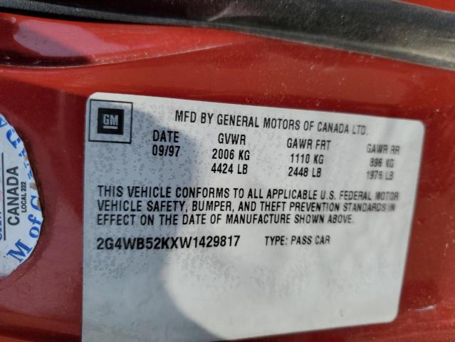 2G4WB52KXW1429817 - 1998 BUICK REGAL LS 红色 照片 12