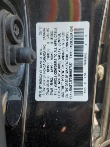 2HGFC2F79HH547987 - 2017 HONDA CIVIC EX BLACK photo 12