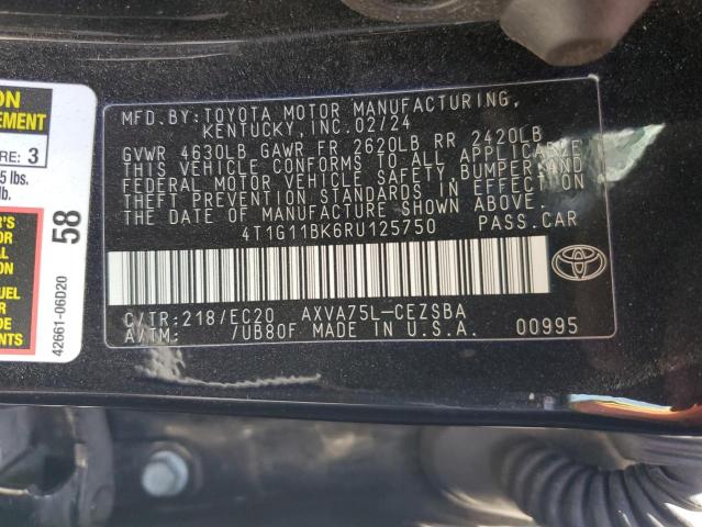 4T1G11BK6RU125750 - 2024 TOYOTA CAMRY SE NIGHT SHADE BLACK photo 12