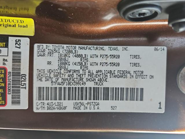 5TFAW5F10EX399149 - 2014 TOYOTA TUNDRA CREWMAX PLATINUM Braun Foto 10