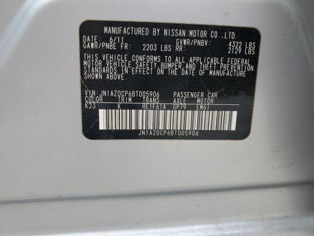 JN1AZ0CP6BT005906 - 2011 NISSAN LEAF SV SILVER photo 12