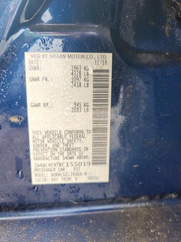 1N4BL4CV7KC155019 - 2019 NISSAN ALTIMA SR Mavi foto 12