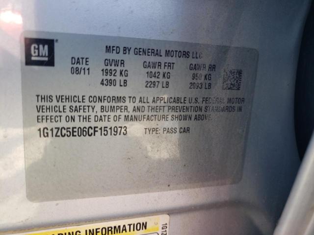 1G1ZC5E06CF151973 - 2012 CHEVROLET MALIBU 1LT 银色 照片 12