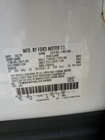 1FMSK8FH0LGC04500 - 2020 FORD EXPLORER LIMITED 白色 照片 13