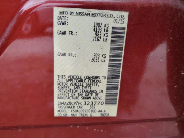 1N4AZ0CP7FC323770 - 2015 NISSAN LEAF S RED photo 12