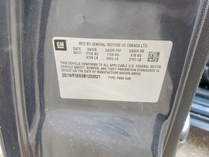 2G1WF5EK0B1293821 - 2011 CHEVROLET IMPALA LS GRAY photo 12