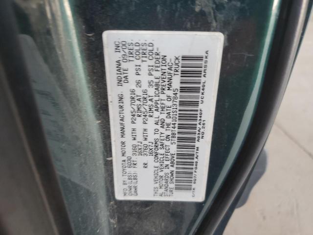 5TBBT44101S137845 - 2001 TOYOTA TUNDRA ACCESS CAB 绿色 照片 12