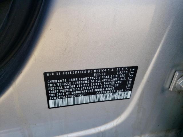 3VW2K7AJ1EM217321 - 2014 VOLKSWAGEN JETTA BASE 银色 照片 12