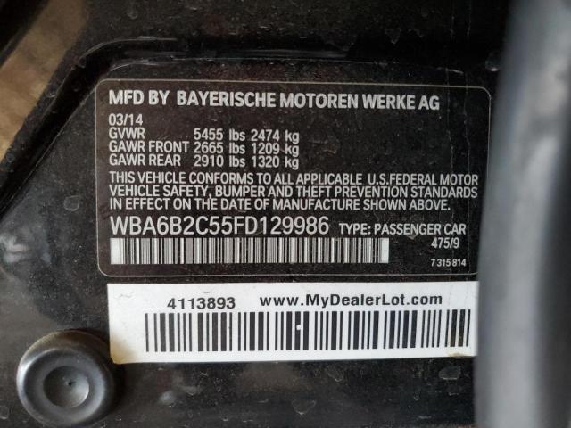 WBA6B2C55FD129986 - 2015 BMW 650 I GRAN COUPE BLACK photo 12