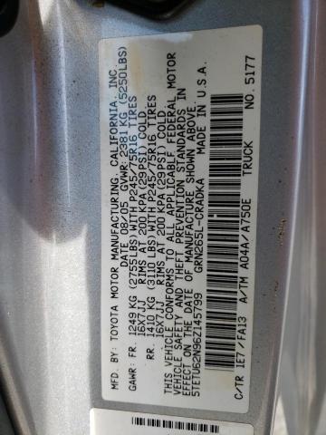 5TETU62N96Z145799 - 2006 TOYOTA TACOMA PRERUNNER ACCESS CAB SILVER photo 12