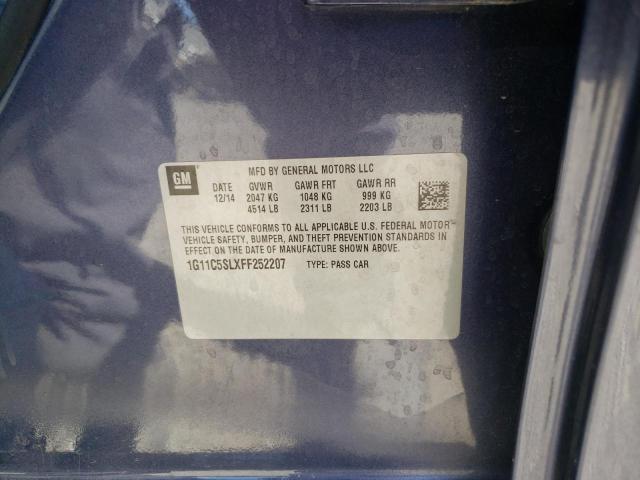1G11C5SLXFF252207 - 2015 CHEVROLET MALIBU 1LT BLUE photo 10