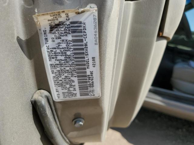 4T1BG22K31U117172 - 2001 TOYOTA CAMRY CE GOLD photo 12