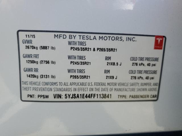 5YJSA1E44FF113841 - 2015 TESLA MODEL S Ağ foto 13