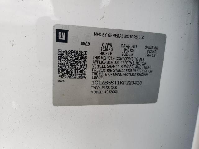 1G1ZB5ST1KF220410 - 2019 CHEVROLET MALIBU LS Weiß Foto 22