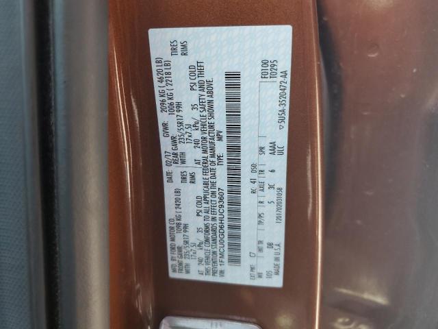 1FMCU0GD6HUC93607 - 2017 FORD ESCAPE SE 棕色 照片 12