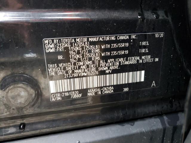 2T3J1RFV9MW152076 - 2021 TOYOTA RAV4 ADVENTURE BLACK photo 12