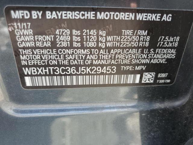 WBXHT3C36J5K29453 - 2018 BMW X1 XDRIVE28I GRAY photo 12