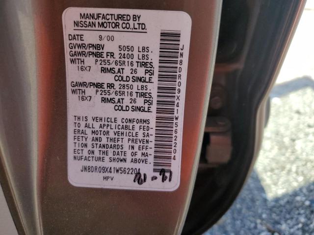 JN8DR09X41W562204 - 2001 NISSAN PATHFINDER LE BEIGE photo 13